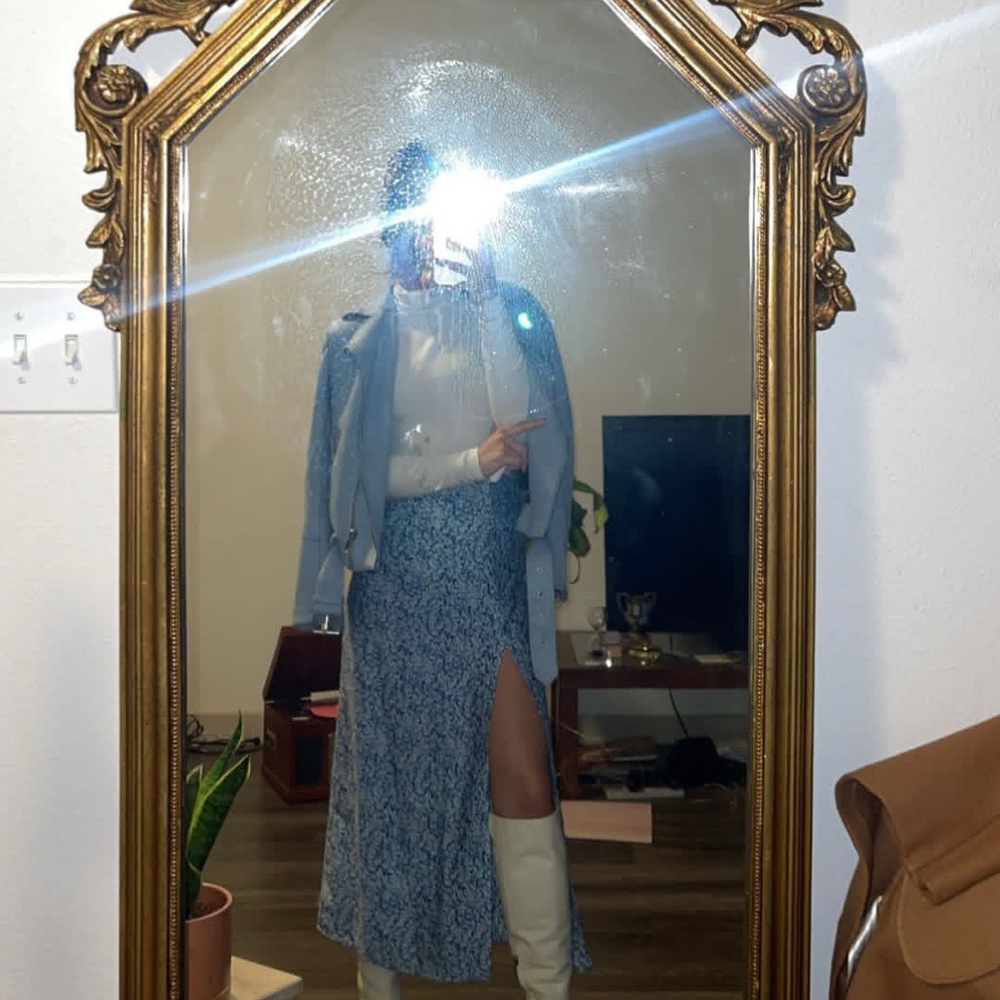 Blue Faux Suede Motor Jacket